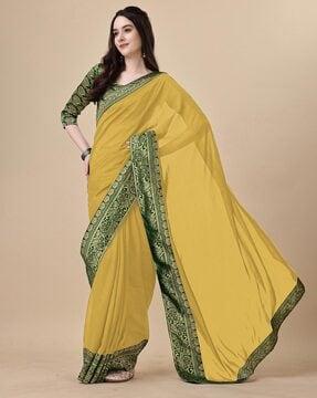 women art silk saree with patch border