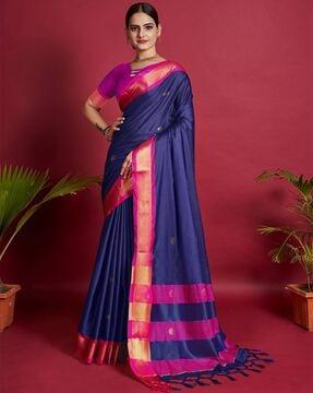 women art silk saree with woven motifs