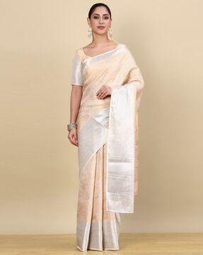 women art silk saree with woven motifs