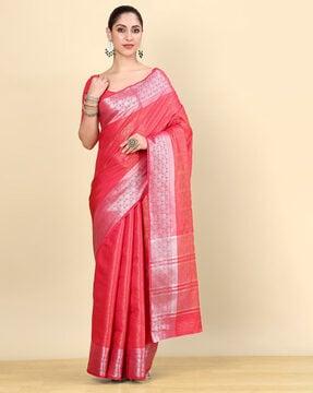 women art silk saree with woven motifs