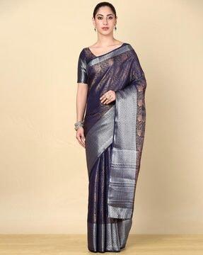 women art silk saree with woven motifs