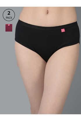 women assorted deep solid color pack of 2 outer elasticated cotton hipster panties - multi