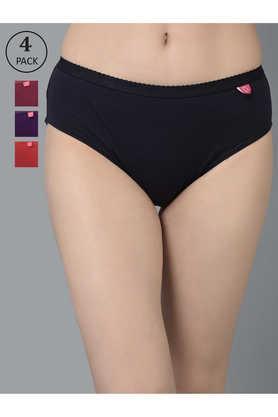 women assorted deep solid color pack of 4 outer elasticated cotton hipster panties - multi