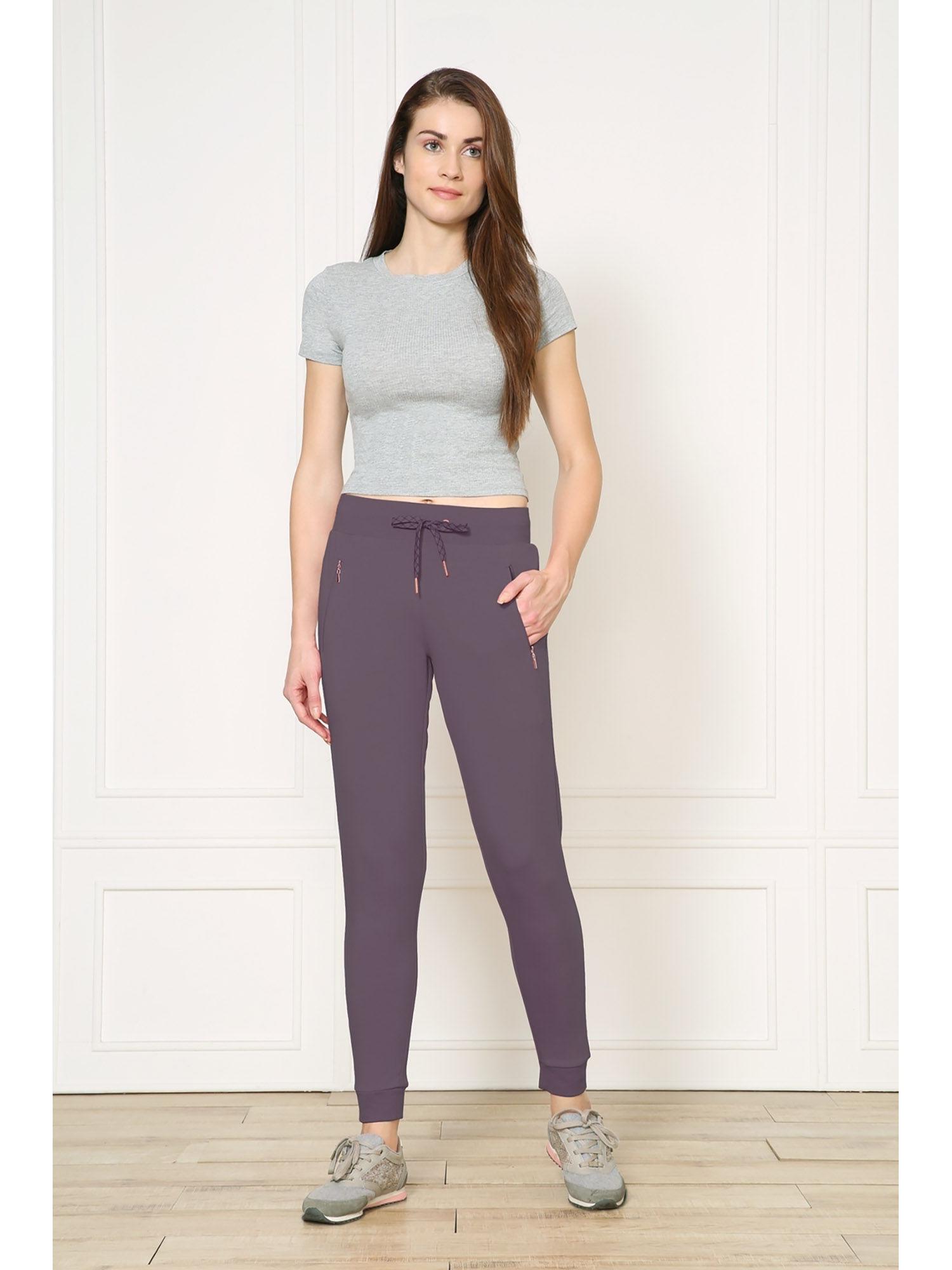 women athleisure smart tech travel pants - black plum