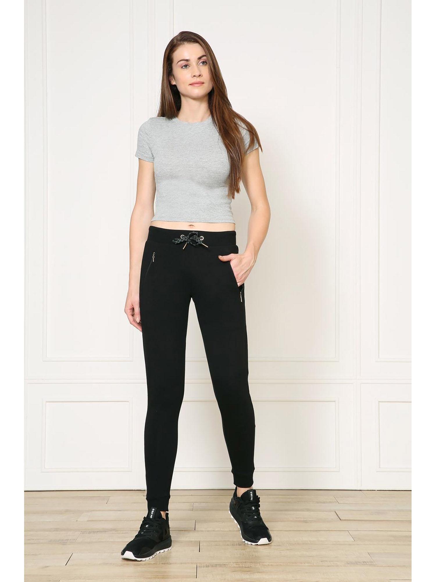 women athleisure smart tech travel pants - black