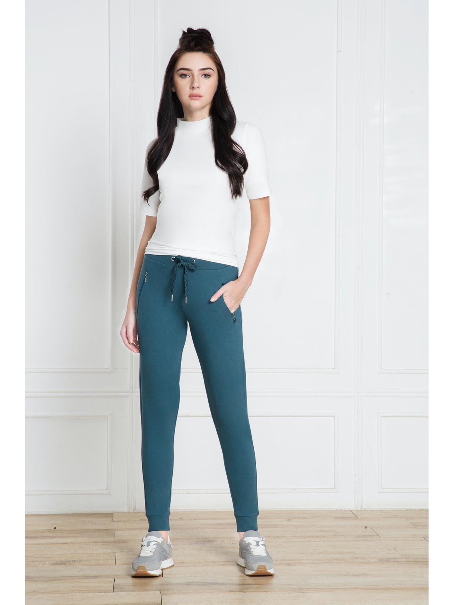 women athleisure smart tech travel pants - blue