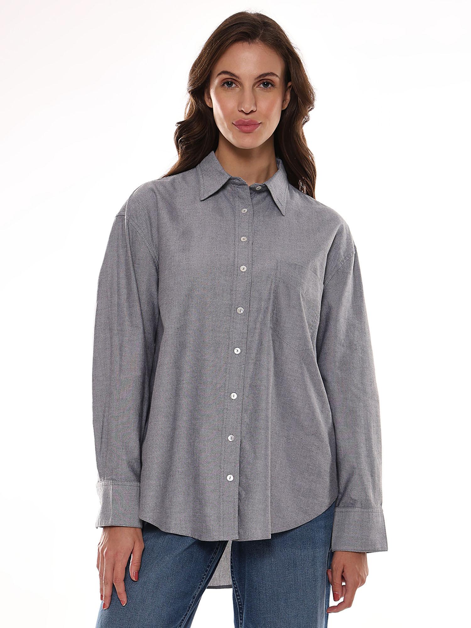 women avery grey oxford cotton oversized shirt