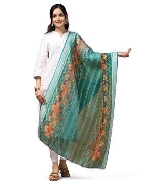 women aztec print organza dupatta