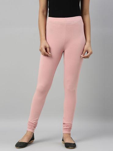 women baby pink cotton churidar leggings
