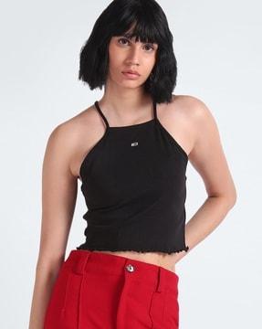 women babylock ribbed slim fit crop top