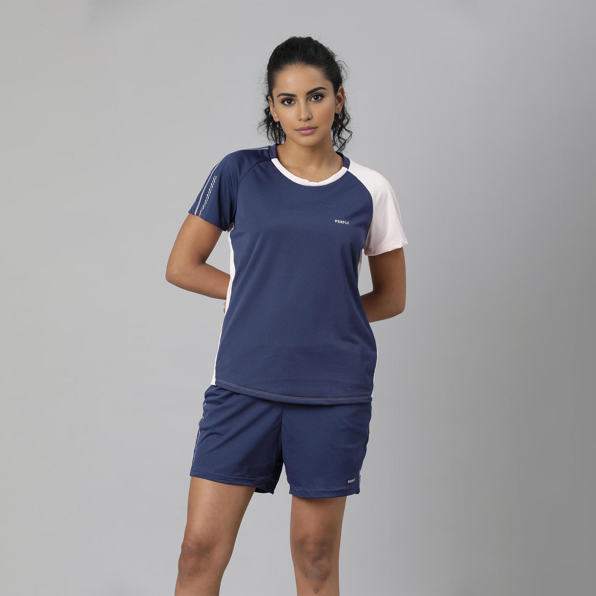 women badminton t shirt 530 navy pink