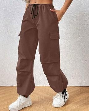 women baggy fit cargo pants with elasticated drawstring waist
