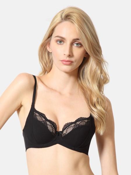 women balconette non padded bra  (black)