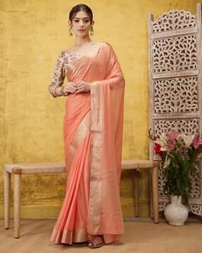 women banarasi saree with contrast border