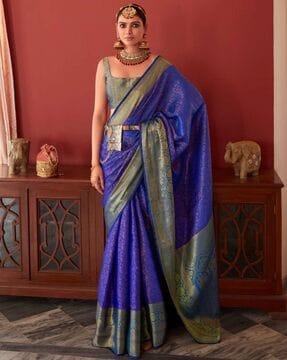 women banarasi saree with woven motifs