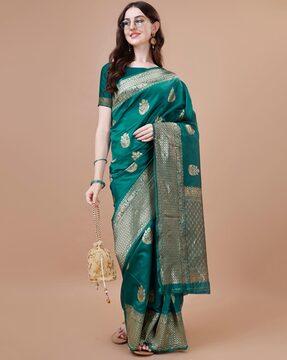 women banarasi saree with woven motifs