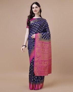 women banarasi saree with woven motifs