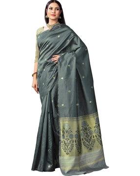 women banarasi silk saree with contrast border