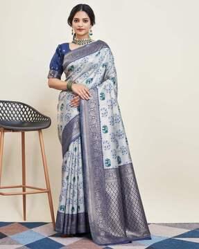 women banarasi silk saree with woven motifs