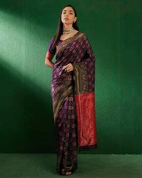 women banarasi silk saree with woven motifs