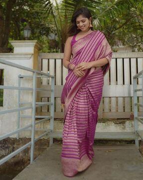 women banarasi silk saree with zari border