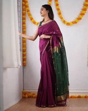 women banarasi soft silk saree with floral woven motifs
