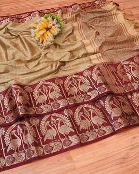women banarasi soft silk saree with woven motifs