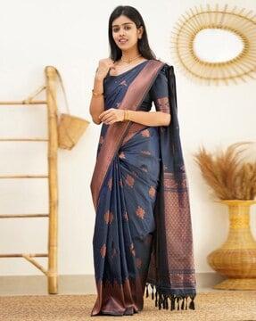 women banarasi woven saree with zari accent