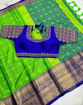 women banarasi woven saree with zari accent