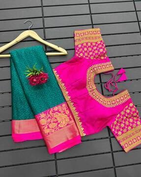 women banarasi woven saree with zari accent