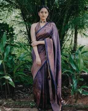 women banarasi woven saree with zari border