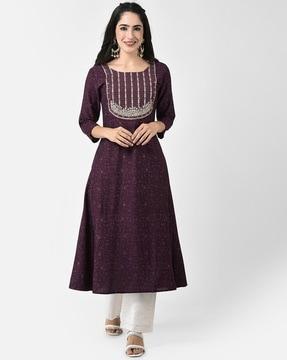 women bandhani print a-line kurta