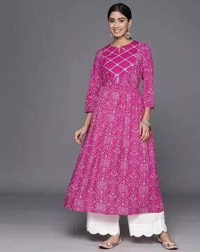 women bandhani print anarkali kurta