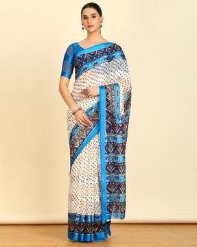 women bandhani print chiffon saree