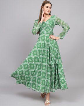 women bandhani print fit & flare dress