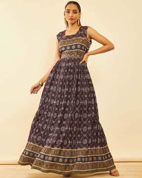 women bandhani print fit & flare dress