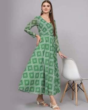 women bandhani print georgette gown