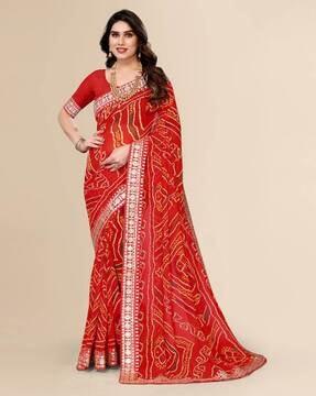 women bandhani print georgette saree