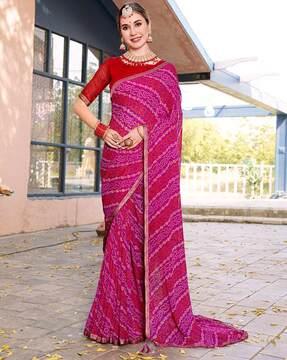 women bandhani print georgette saree