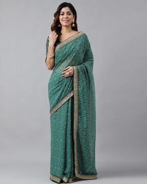 women bandhani print georgette saree