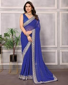 women bandhani print georgette saree