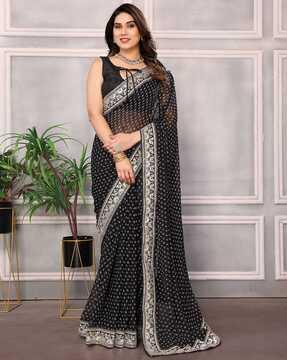 women bandhani print georgette saree