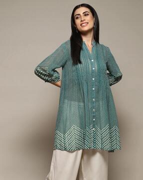 women bandhani print regular fit tunic