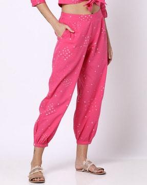 women bandhani print relaxed fit salwar pants