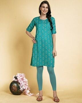 women bandhani print straight kurta