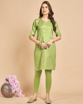 women bandhani print straight kurta