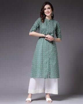 women bandhej print a-line kurta