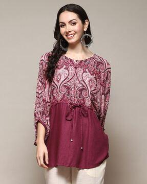 women baroque print regular fit tunic