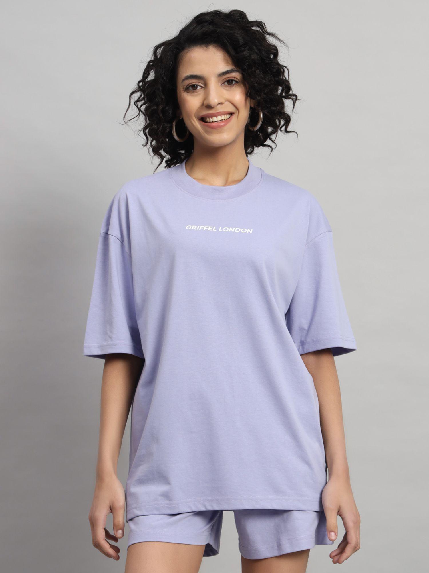 women basic logo oversized lavender t-shirt