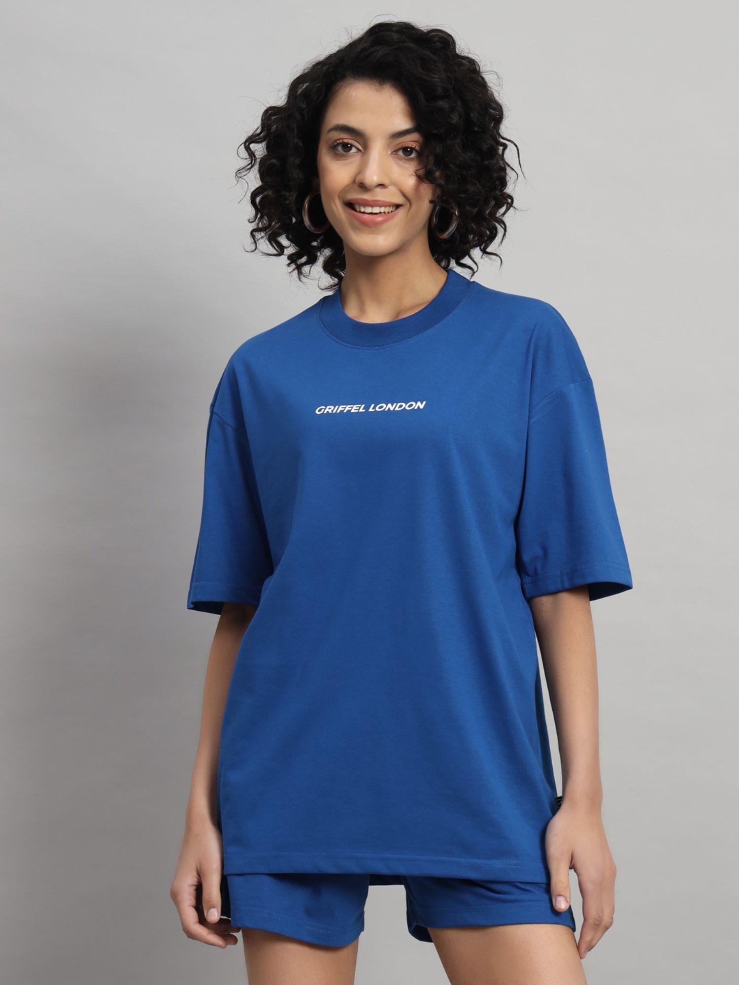 women basic logo oversized royal t-shirt